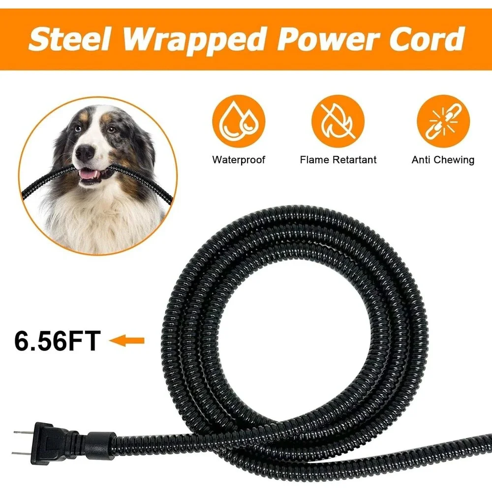 Fuliuna Outdoor Heated Water Bowl for Dog & Cat, Anti Chew Cord Large 125 OZ